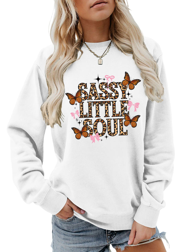 Kvinders sweatshirt med kunstnerisk sommerfugledesign Stilla