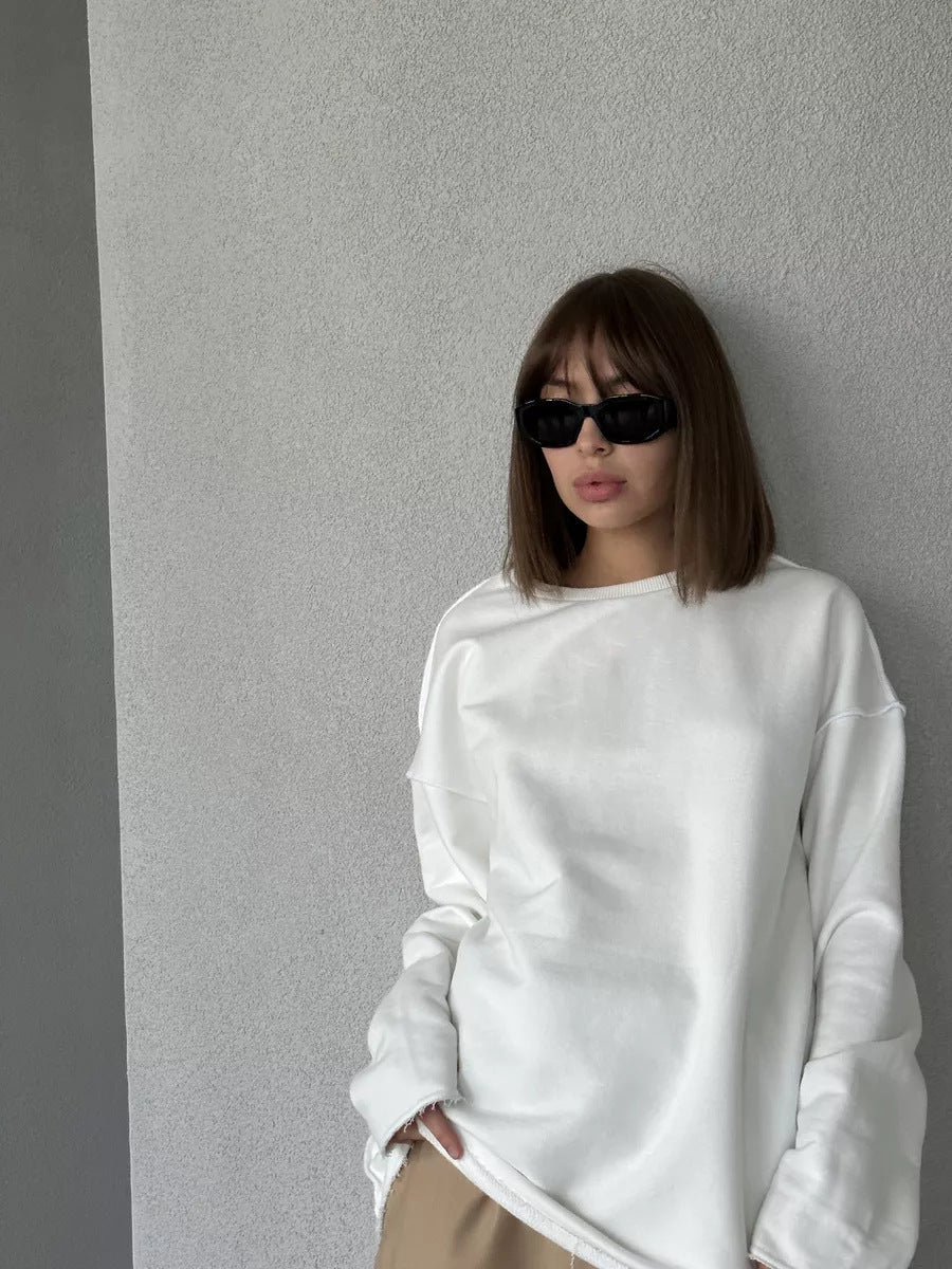 Kvinders afslappede oversized sweater med bred pasform og struktureret stof Skovae