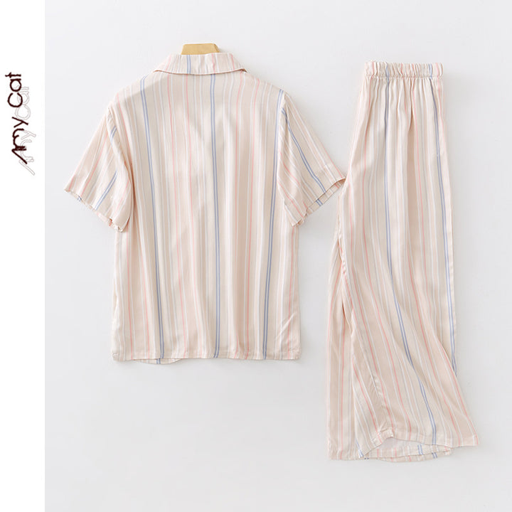 Dame fritids-pyjama-sæt med blomstret print og åndbart satin Stilla