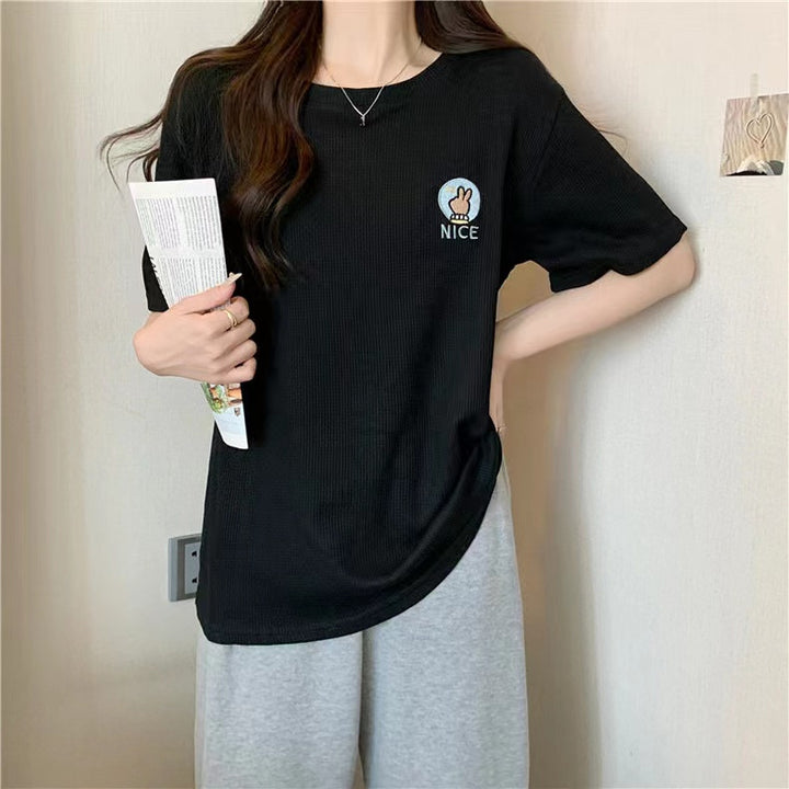 Femme Casual Graphic Korte Ærmer T-Shirt med Legende Design Stilla