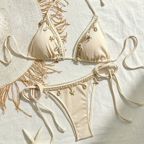 Dame trekant-bikini med dekorative kvaster Skovae