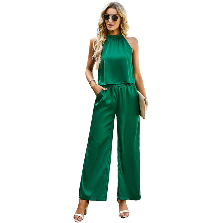 Dame Elegant Jumpsuit med Udringet Ben og Høj Krave Skovae