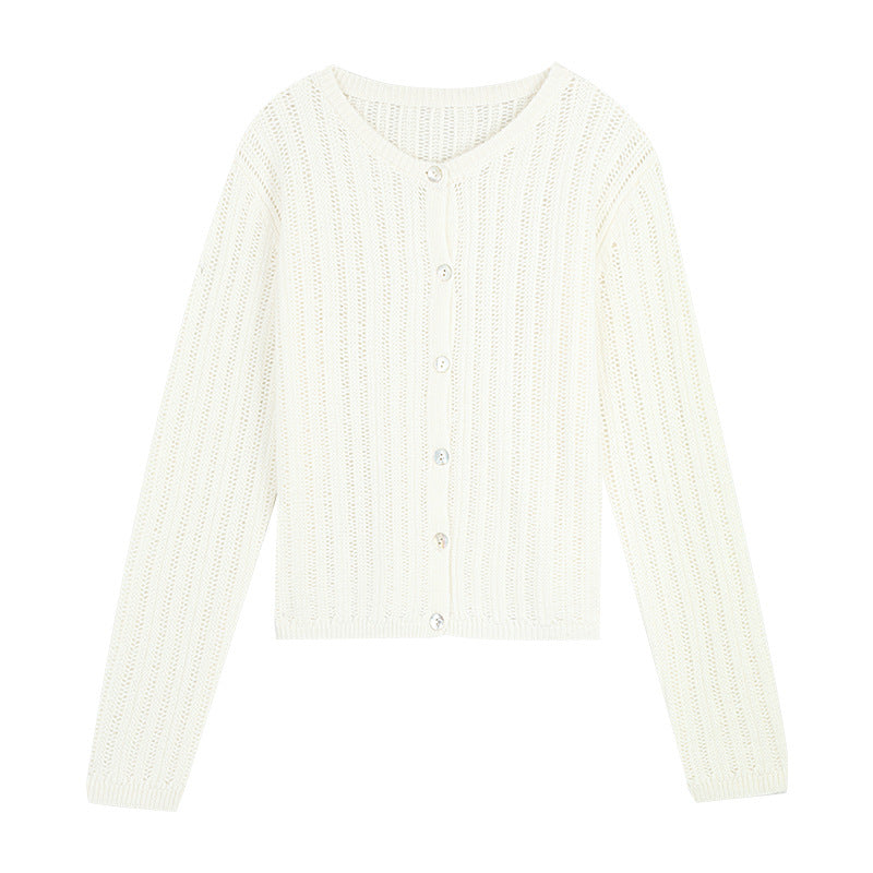 Dame fin strik cardigan med gennemgående knapliste og struktureret design Stilla