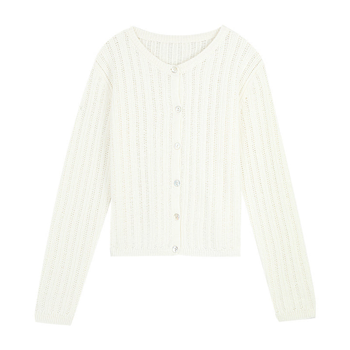 Dame fin strik cardigan med gennemgående knapliste og struktureret design Stilla