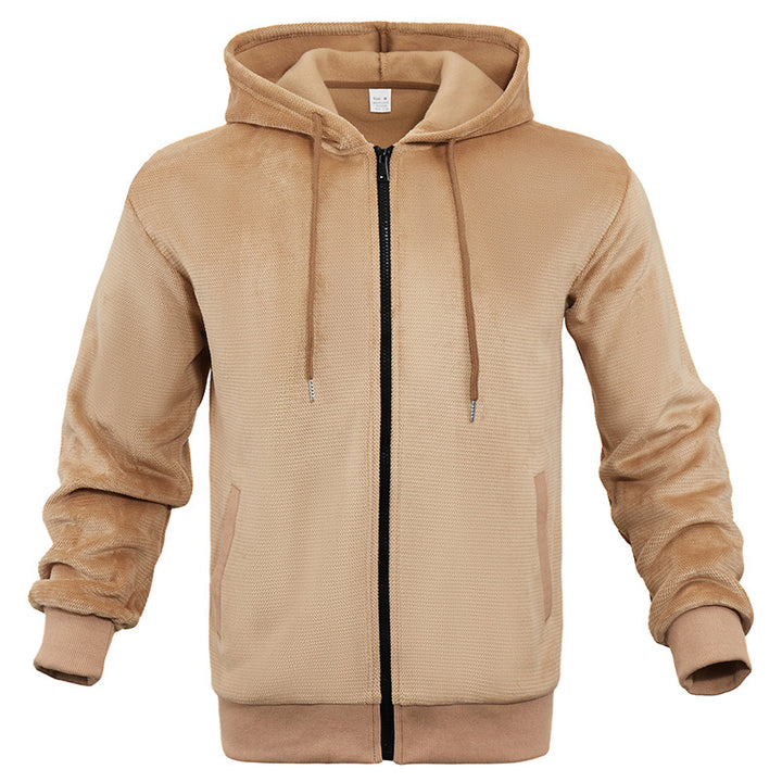 Herre åndbar fleece-hoodie med hel lynlås Stilla