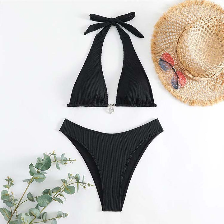 Dame Rib Halterneck-Bikini-Sæt Stilla