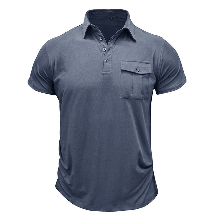 Herrer Poloshirt med praktisk brystlomme og moderne ståkrave Stilla