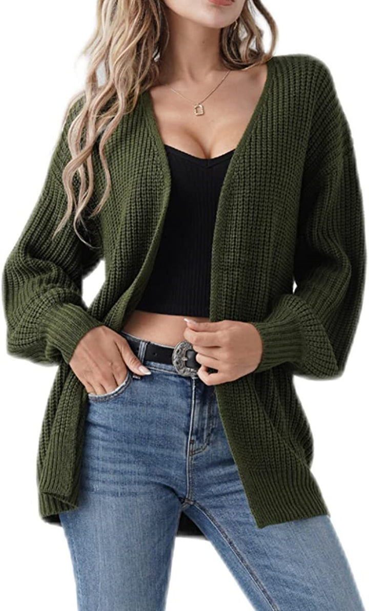 Kvinders chunky strikket cardigan med en afslappet pasform og åbne stinger Stilla