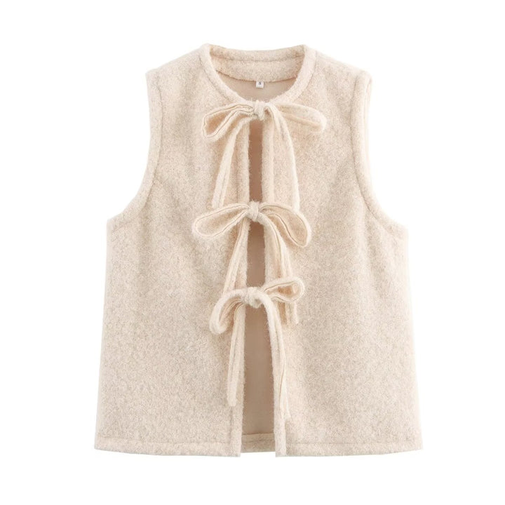 Damevest med raffinerede bånd og blødt fleece-materiale Stilla