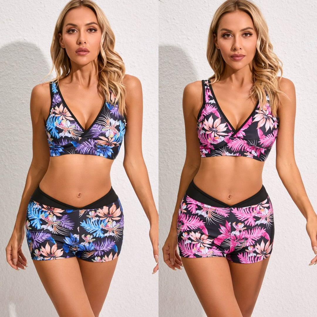 Dame Sport-Bikini-Sæt med blomsterprint og stilfuld design Stilla