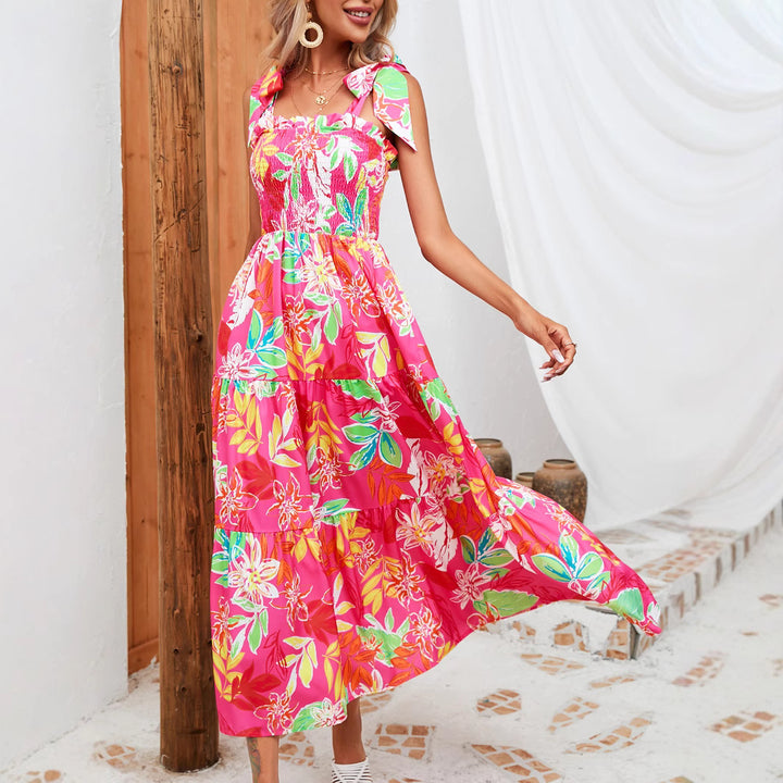 Dame maxikjole med unikt blomsterdesign Stilla