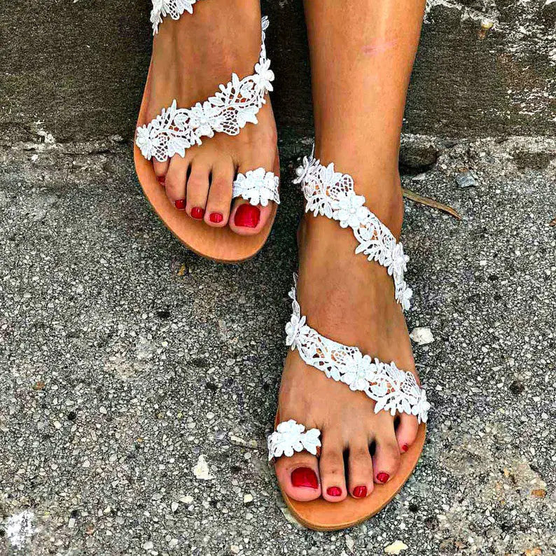 Dame toe separator sandaler med blomstret design og komfortabel sål Stilla