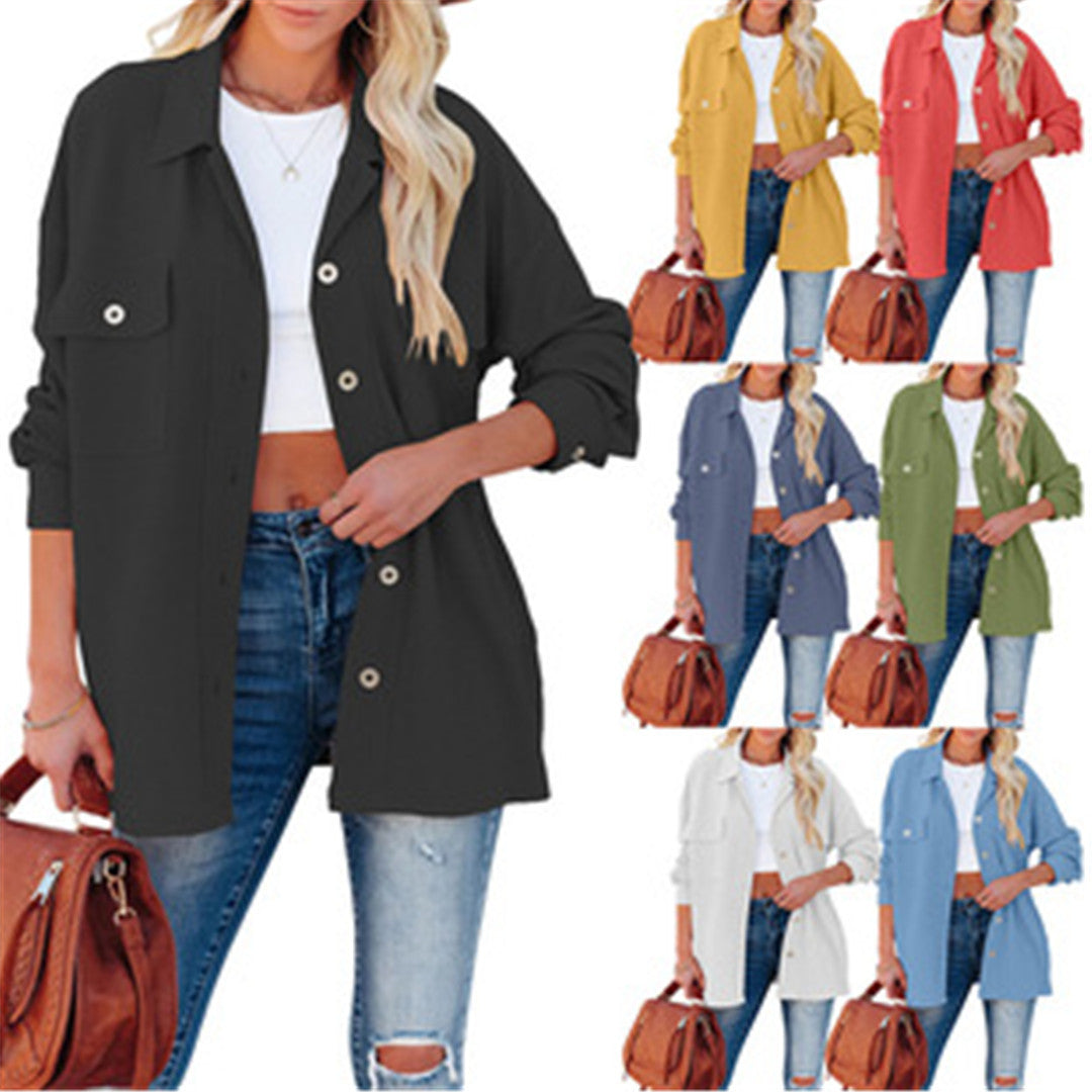 Dame Overshirt med struktureret stof og knapbar front Stilla