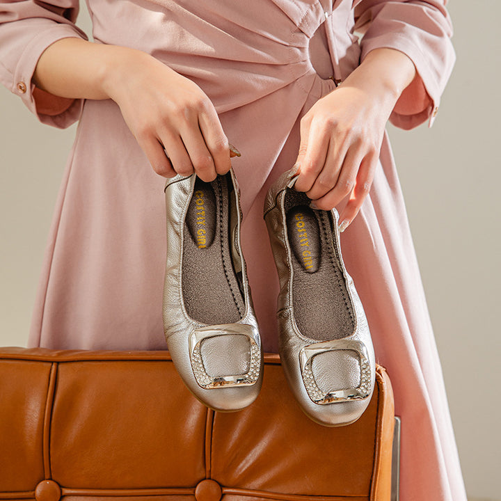 Femme Elegante Kap-Tå Ballerinaer med pyntede detaljer Stilla