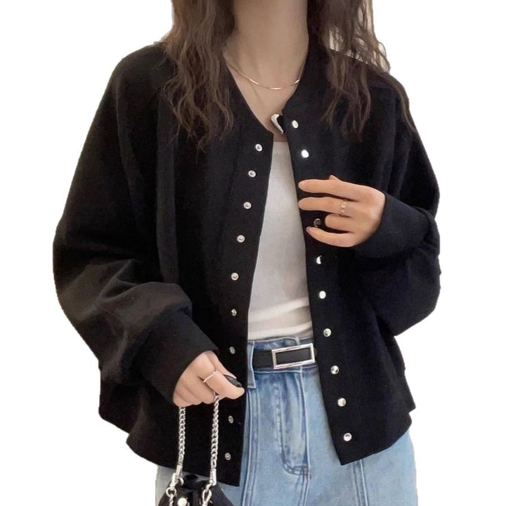 Dame sporty collegejakke med skinnende knapper Stilla