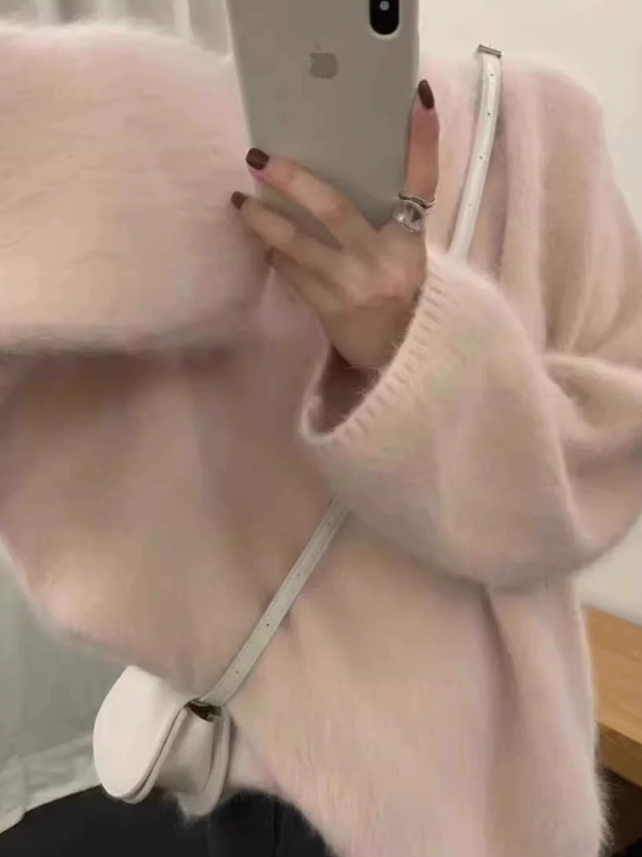 Dame blød Mohair-strikjakke med afslappet snit Stilla