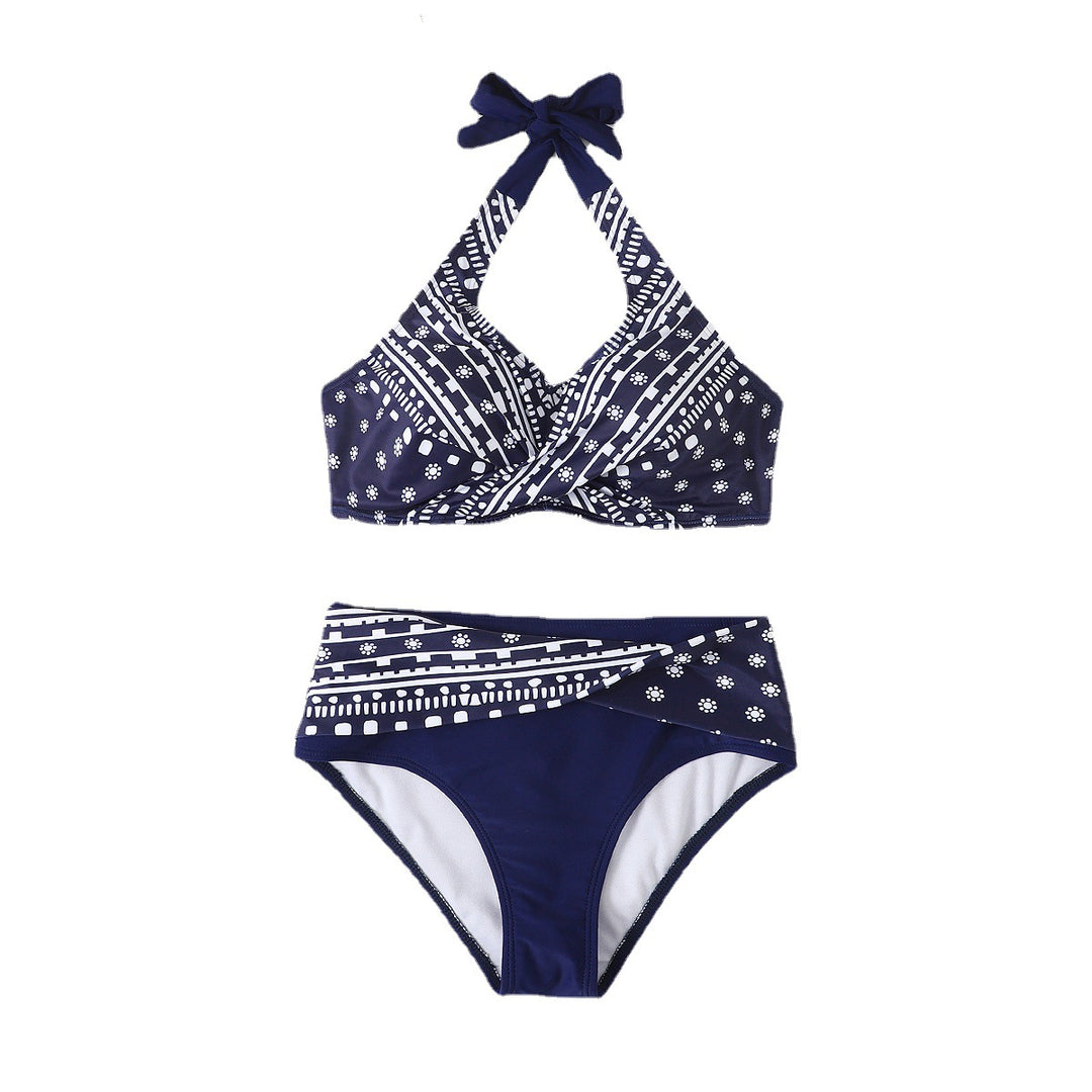 Dame bikini-sæt med moderigtigt knude-design og højt skåret underdel Stilla