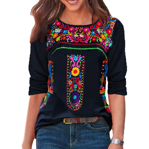 Dame broderet tunika top Stilla