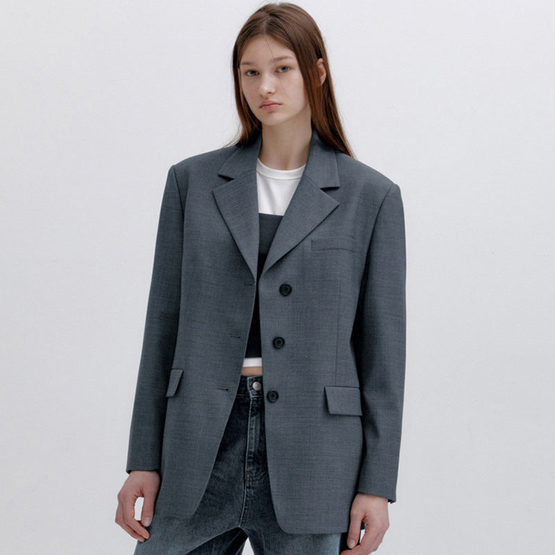 Dame Klassisk Oversize-Blazer med smal Silhuet Stilla