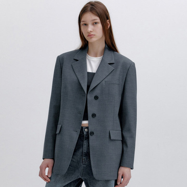 Dame Klassisk Oversize-Blazer med smal Silhuet Stilla