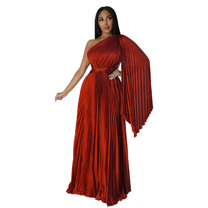 Dame Maxi-kjole med asymmetrisk One-Shoulder-design og elegant drapering Stilla