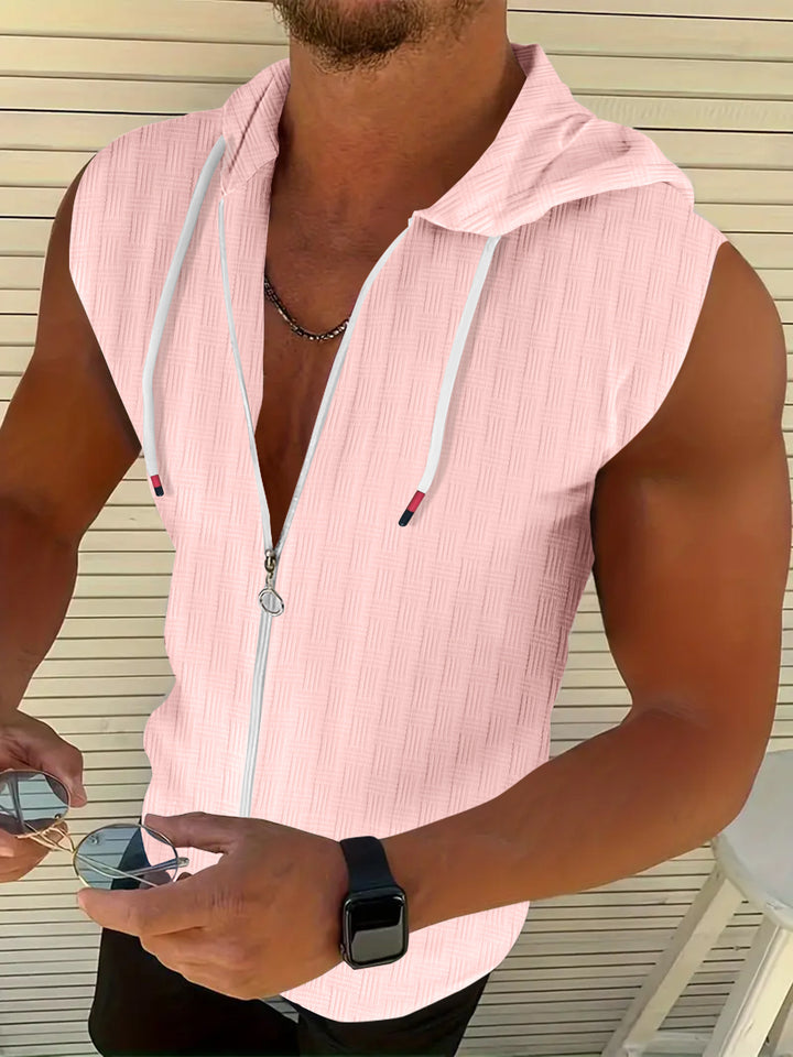 Herrer Behagelig Ærmeløs Zip-Up Hoodie Stilla