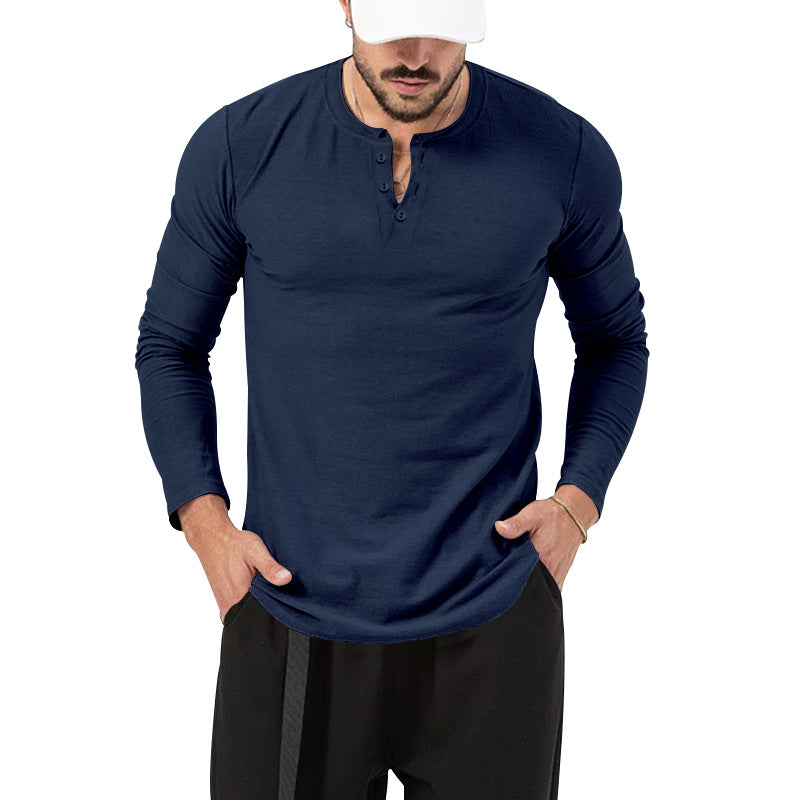 Herrer Langærmet skjorte med mode Henley-udskæring og praktiske knapper Stilla