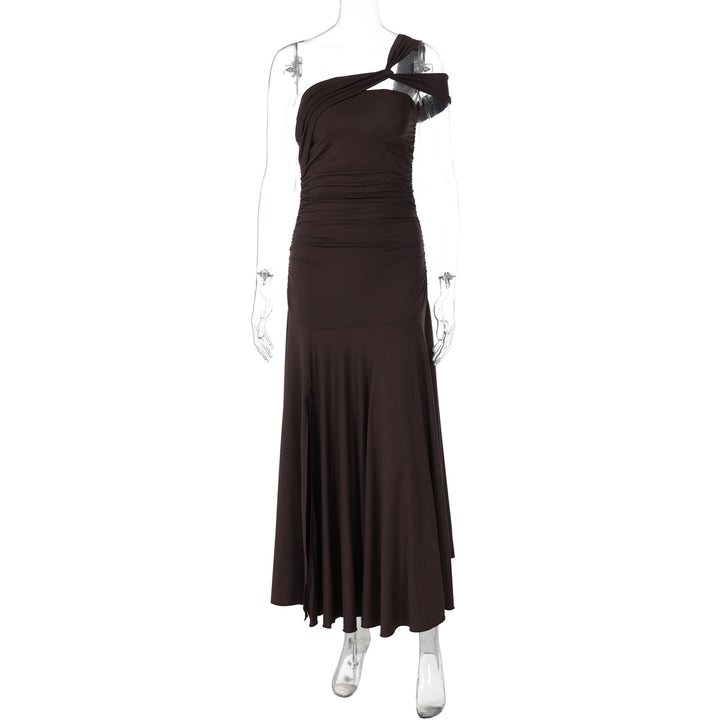 Dame Elegant Maxikjole med asymmetrisk overdel og flydende skørt Stilla