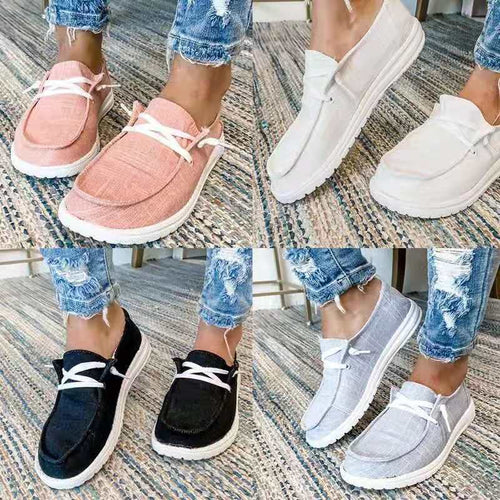 Dame nan Segeltuch-Mokassin-Sneaker med elastisk snørebånd polstret komfortfodbed og profileret gummiydersål Skovae