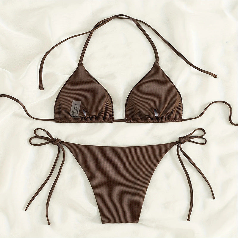 Dame triangel-bikini med moderne ribstruktur Skovae
