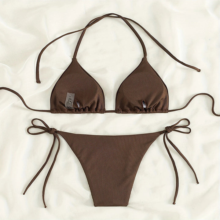 Dame triangel-bikini med moderne ribstruktur Skovae