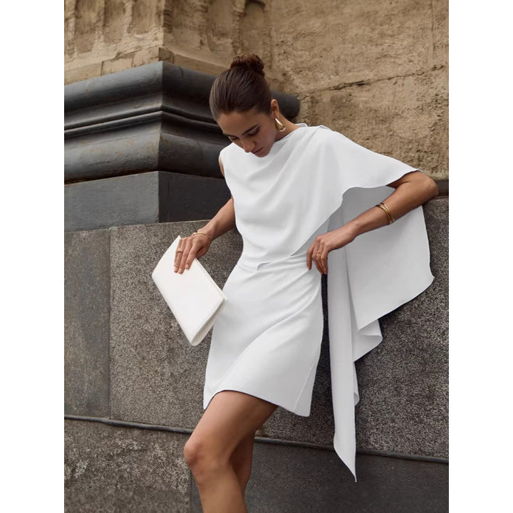 Damen elegantes Wickelkleid mit asymmetrischem Saum und raffinierter Drapierung Skovae