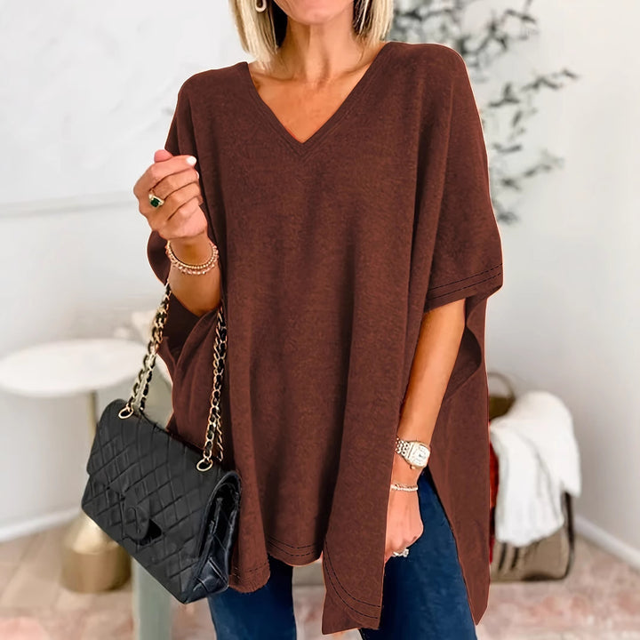 Dame Løs V-Udskæring Poncho Top Stilla