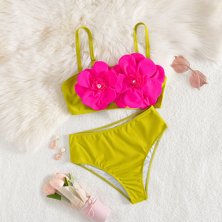 Dame bikini sæt med spændende blomsterdesign og flatterende høj talje Stilla