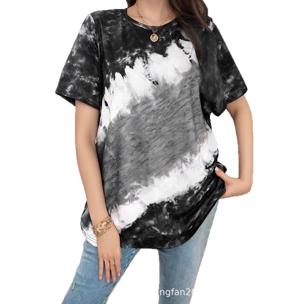 Dame Størrelse Batik Grafik T-Shirt Stilla