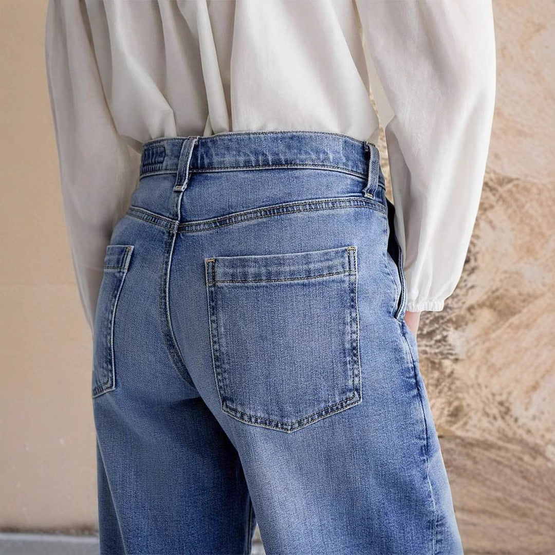 Dame Løst skåret jeans med høj talje og elegante folder Stilla