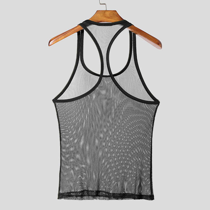 Unisex nan åndbart net-top med sporty rygparti og elastisk kant