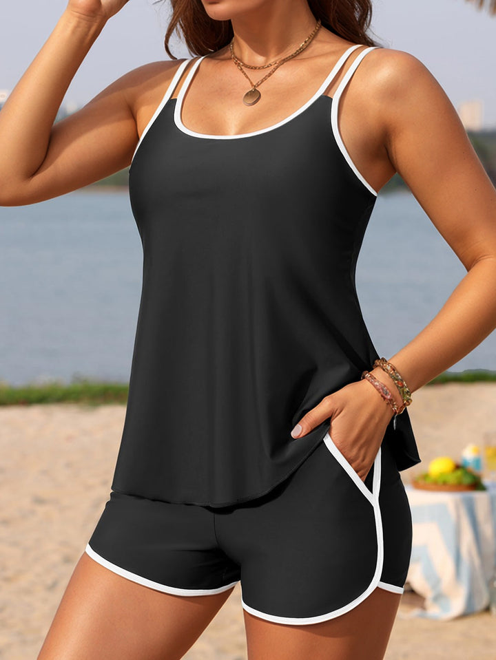 Dame Sporty Tankini-sæt med bløde stropper og trendy shorts Skovae