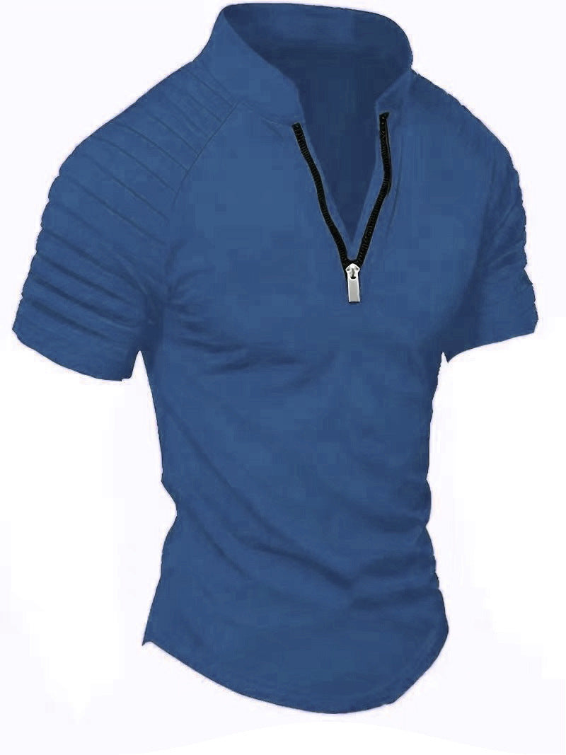 Herre Sporty Kortærmet T-Shirt med struktureret Lynlås Stilla