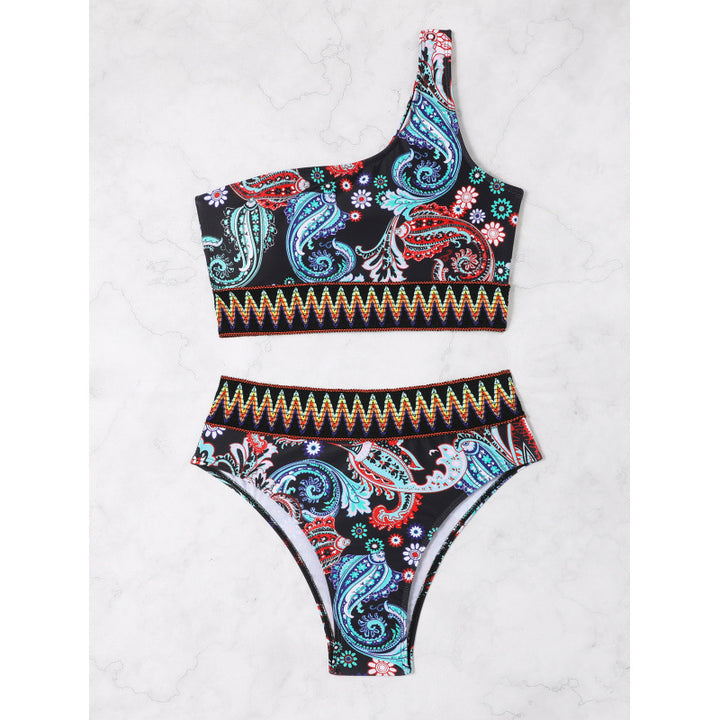Dame Asymmetrisk Bikini Sæt med detaljeret Paisley mønster Stilla