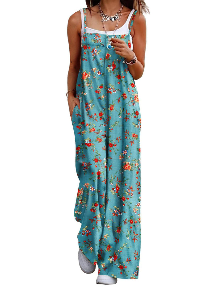 Dame Casual Jumpsuit med blomstrede mønstre og praktiske lommer Skovae