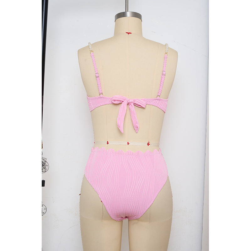 Dame Push-Up-Bikini med rynkning og elegante stropper Skovae