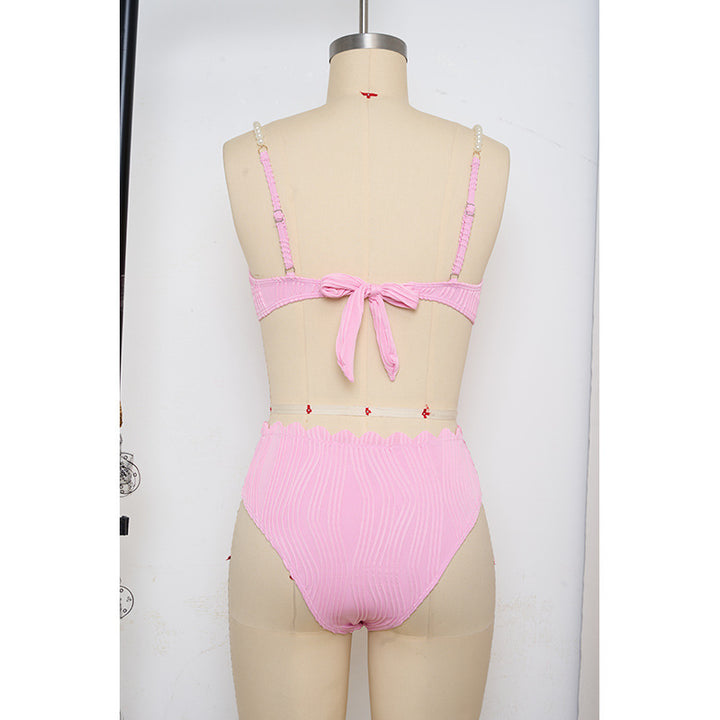 Dame Push-Up-Bikini med rynkning og elegante stropper Skovae