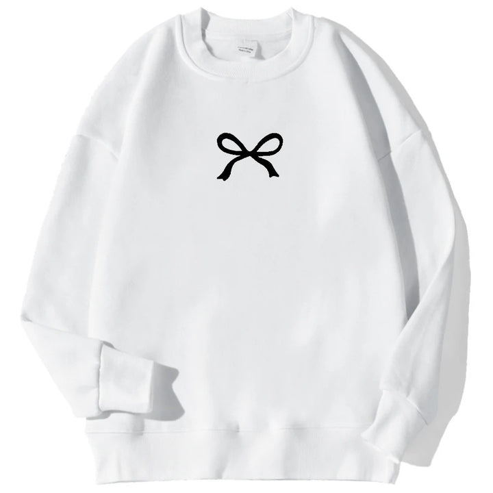 Kvinders hyggelige sweatshirt med fashionable bue motiv Stilla