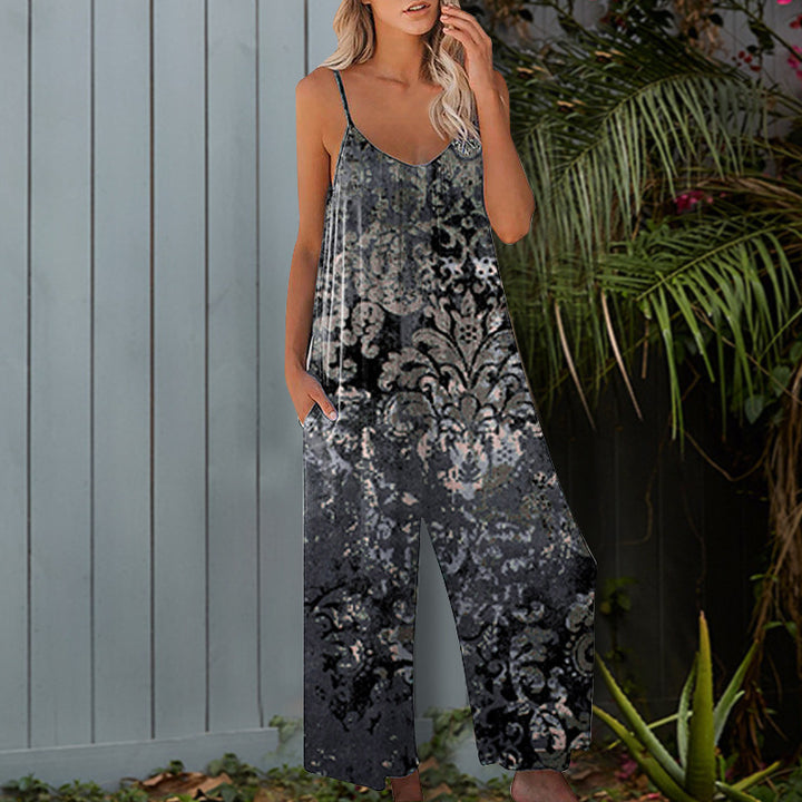 Dame sommeroverall med blomsterdesign og praktiske lommer Stilla