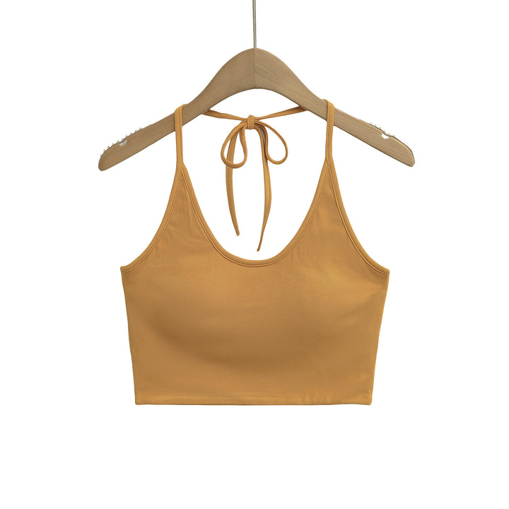 Dame Sports Cropped Top med justerbar ryg-wrapping design og elastisk kant Stilla