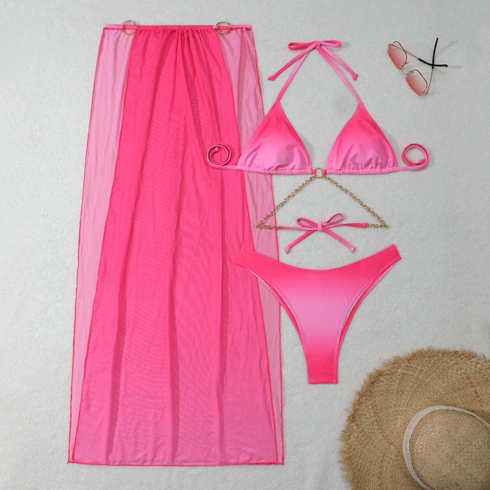 Dame bikini-sæt med luksuriøs chiffon nederdel og gyldne accenter Stilla