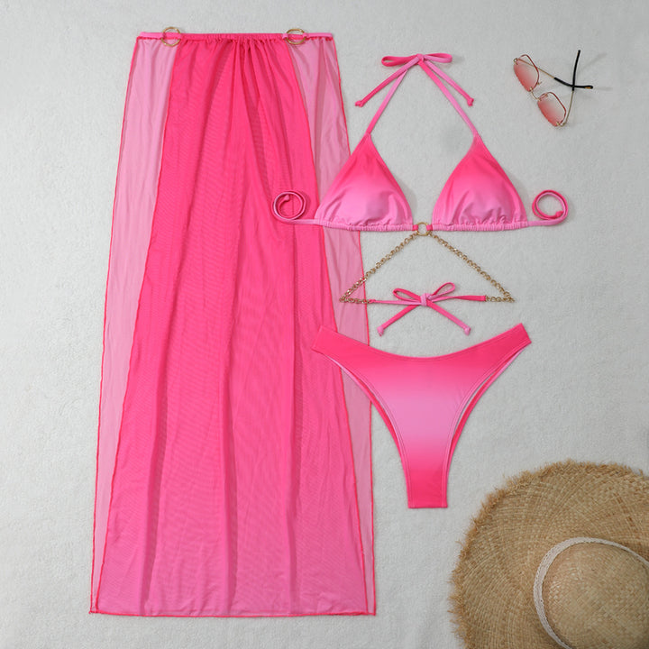 Dame bikini-sæt med luksuriøs chiffon nederdel og gyldne accenter Stilla