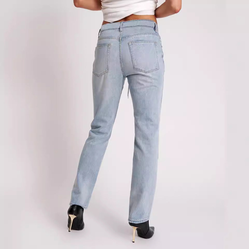 Dame jeans med modisk snørelukning Stilla