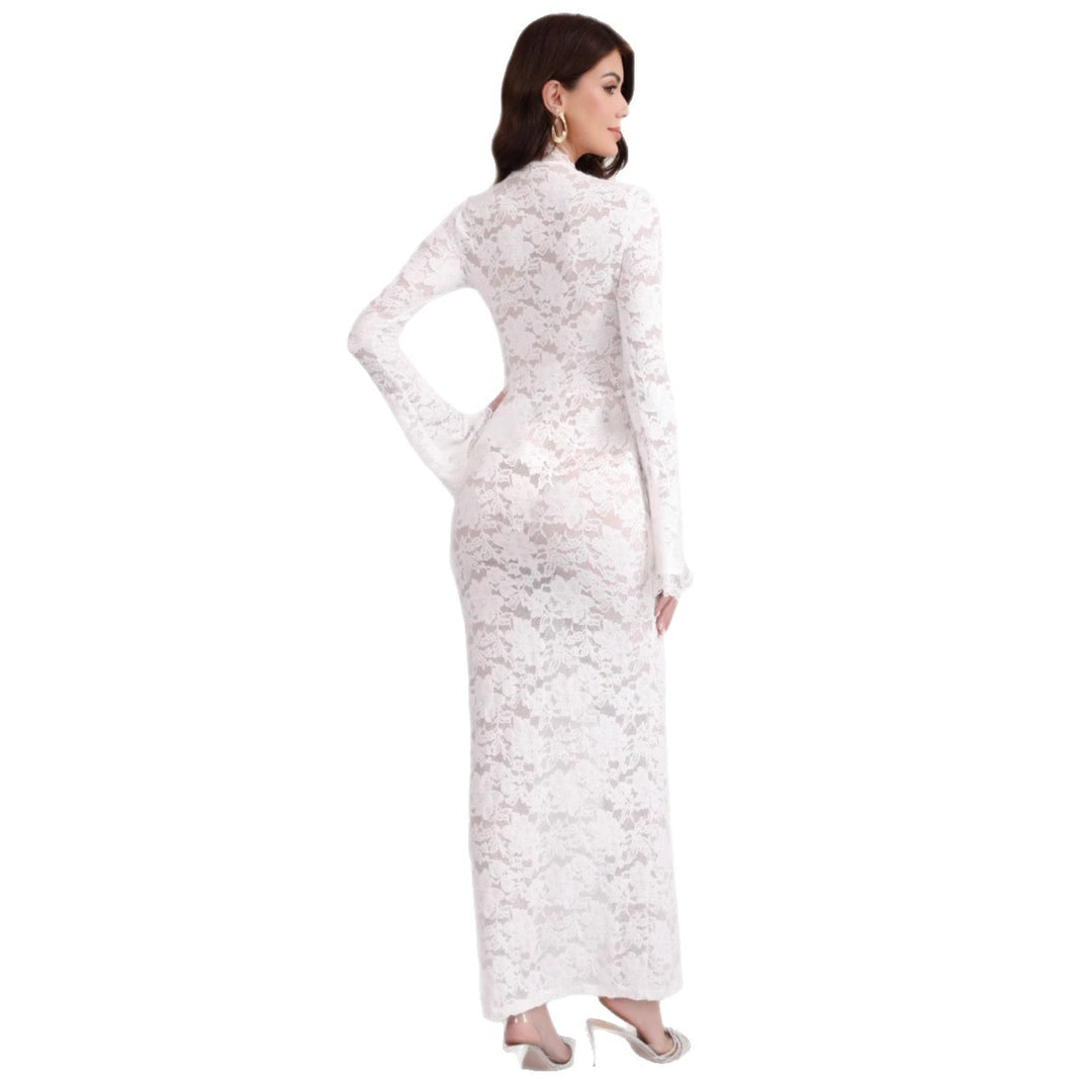 Dame Elegant Spids-Maxi-Kjole Stilla